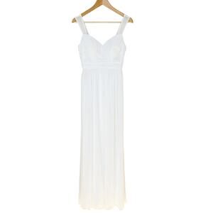 Gather and Gown White Dress Gown sz 2 Column Empire Waist Cotillion Wedding Grad